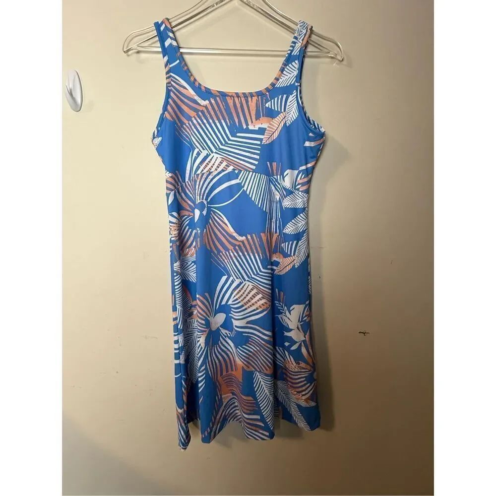 Columbia Women's PFG Freezer™ III Dress Harbor Blue Stencil Hibiscus Print Mediu